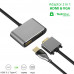 Adaptor multifunctional 2 in 1 USB-C la HDMI Techstar® DJ2IN1, HDMI 4K, VGA 1080P, 1 x USB 3.0, PD Port, Argintiu