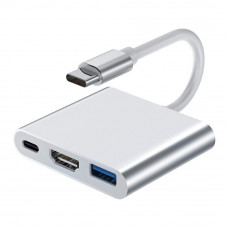 Adaptor multifunctional 3 in 1 USB-C la HDMI Techstar® DJ3IN1, HDMI 4K, 1 x USB 3.0, 1 x USB C, PD Port, Argintiu Adaptor multifunctional 3 in 1 USB-C la HDMI Techstar® DJ3IN1, HDMI 4K, 1 x USB 3.0, 1 x USB C, PD Port, Argintiu