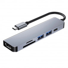 Adaptor Hub multifunctional 6 in 1 Techstar® DJ6IN1, HDMI 4K, USB-C, 1 x USB 3.0, 1 x USB 2.0, Cititor de carduri SD/TF, Aliaj de Aluminiu, Argintiu Adaptor Hub multifunctional 6 in 1 Techstar® DJ6IN1, HDMI 4K, USB-C, 1 x USB 3.0, 1 x USB 2.0, Cititor de carduri SD/TF, Aliaj de Aluminiu, Argintiu