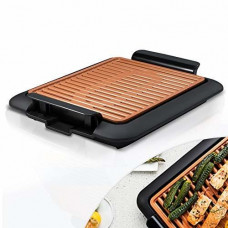 Gratar electric Mediashop Livingtone Smokeless Grill XL Deluxe 3338, Tava scurgere, 4 setari de temperatura, Tehnologie TiCerama, Placa grill, 1000W, Nergu/Portocaliu