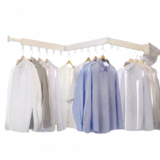 Suport pentru umerase, haine, pentru spatiu organziat, deosebit de rezistent, rotatie 360°, usor de montat, pliabil, 3 segmente, 124 cm, aluminiu, alb Suport pentru umerase, haine, pentru spatiu organziat, deosebit de rezistent, rotatie 360°, usor de montat, pliabil, 3 segmente, 124 cm, aluminiu, alb