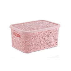 Cutie pentru depozitare , dantelata, 10L , roz , 24x34x16 cm
