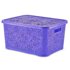 Cutie pentru depozitare , dantelata, 17L ,mov , 28x37x19.5 cm