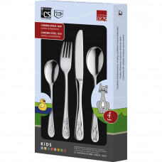 Set 4 tacamuri copii Carl Schmidt Sohn-Kids, antialergice, otel inoxidabil 18/0, argintiu Set 4 tacamuri copii Carl Schmidt Sohn-Kids, antialergice, otel inoxidabil 18/0, argintiu