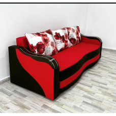 Canapea Andreea 2, culoare rosu / negru, 220 x 90 cm