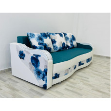 Canapea Andreea 2, culoare turcoaz / alb, 220 x 90 cm