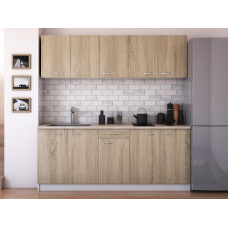 Bucatarie Kally 200 cm, culoare sonoma, blat termic 200 cm