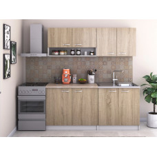 Bucatarie Bella 180 cm, culoare sonoma, blat termic