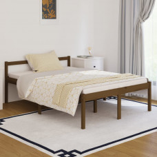 Cadru de pat dublu 4FT6, maro miere, 135x190 cm, lemn masiv pin