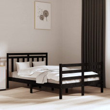 Cadru de pat dublu 4FT6, negru, 135x190 cm, lemn masiv