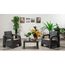 Set gradina / terasa Olimpos, culoare gri, cu 2 fotolii si masuta Set gradina / terasa Olimpos, culoare gri, cu 2 fotolii si masuta