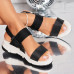 Sandale dama cu platforma Negre din Textil Halina