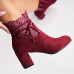 Botine dama Imblanite Bordo din Piele Ecologica Intoarsa Dalya