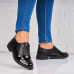 Pantofi dama casual Negri din Piele Ecologica Lacuita Geoleen