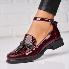 Pantofi dama casual Bordo din Piele Ecologica Lacuita Lazera Pantofi dama casual Bordo din Piele Ecologica Lacuita Lazera