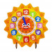 Ceas din lemn pentru copii, Puzzle Sunflower Clock cu forme geometrice, WD9558-B RCO®