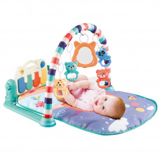 Jucarie Centru de Activitati Multifunctional cu Lumini si Sunete, PIAN Detasabil tip Castel , Jucarii Zornaitoare, Lavabil, Albastru, SALAMANDRA KIDS®, Albastru