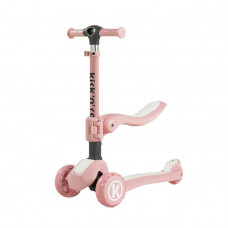Trotineta Kick`n`Roll S7 2 in 1 cu sezut si roti luminoase roz Trotineta Kick`n`Roll S7 2 in 1 cu sezut si roti luminoase roz